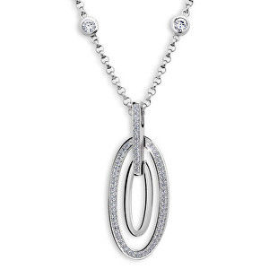 Modesi Elegantní stříbrný náhrdelník se zirkony WYDBK-N (řetízek, přívěsek)