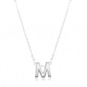 Nastavitelný náhrdelník, stříbro 925, velké tiskací písmeno M