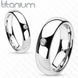 Prsten z titanu s čirým zirkonem - hladký, 6 mm K17.7