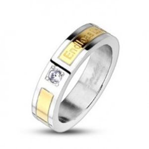 Ocelový prsten pozlacený - Endless Love, zirkon F5.1