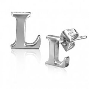 Ocelové náušnice - hladké písmeno L, puzetky AA11.07