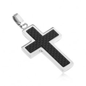 Ocelový kříž - ozdoba s karbonovým designem Y22.8