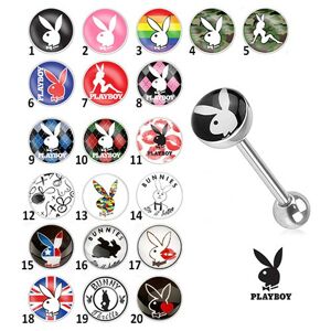 Ocelový piercing do jazyka - různé motivy Playboy - Symbol: PB01