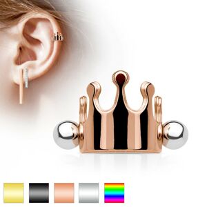Ocelový piercing do ucha, královská korunka, činka s kuličkami, různé barvy - Barva piercing: Stříbrná