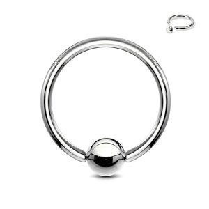 Ocelový piercing - kroužek a kulička stříbrné barvy, tloušťka 1,6 mm - Rozměr: 1,6 mm x 6 mm x 3 mm
