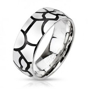 Ocelový prsten - imitace černých prasklin C27.14