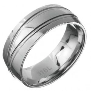 Ocelový prsten - obroučka se dvěma dvojitými čarami C21.13