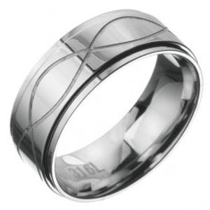 Ocelový prsten - obroučka se dvěma vlnkami C27.3
