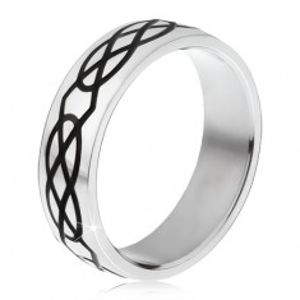 Ocelový prsten - obroučka stříbrné barvy, vzor ze slz a kosočtverců BB16.15