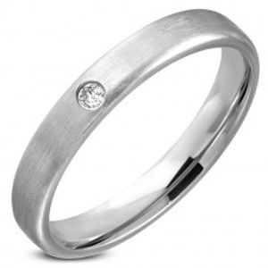 Ocelový prsten - stříbrná obroučka s čirým kamínkem uprostřed C25.14