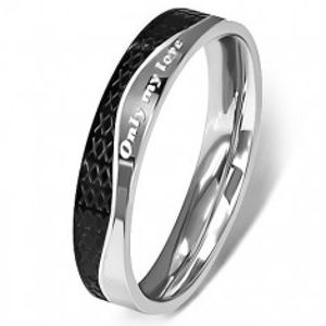 Ocelový prsten - stříbrná a černá barva, vlnovka K12.10