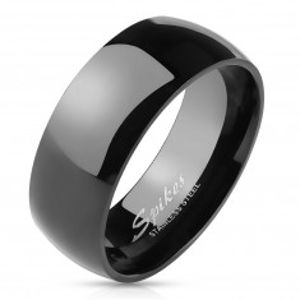 Ocelový prsten černé barvy, lesklý a hladký povrch, 8 mm - Velikost: 67