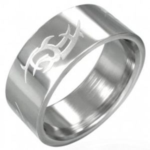 Ocelový prsten lesklý, matný Tribal symbol D13.15