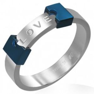 Ocelový prsten LOVE - rozpůlené srdce K12.18