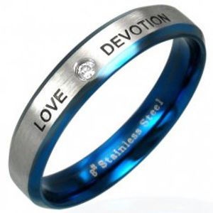 Ocelový prsten LOVE DEVOTION se zirkonem K11.10