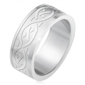 Ocelový prsten, matný gravírovaný pás s keltským motivem BB2.19