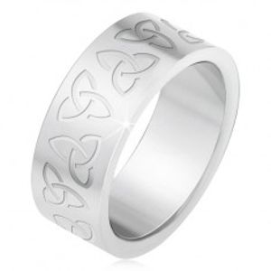 Ocelový prsten s gravírovanými keltskými symboly, Triquetra BB2.9