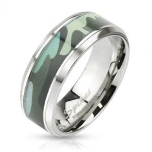 Ocelový prsten s modrým armádním motivem BB12.17