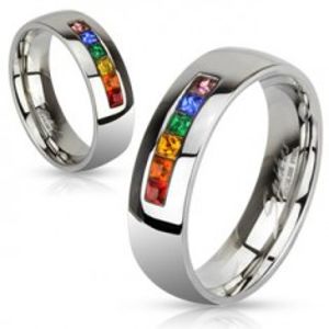 Ocelový prsten s různobarevnými zirkony C20.7