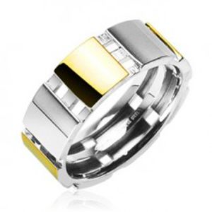 Ocelový prsten se zlatými částmi D1.7