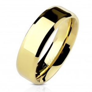 Ocelový prsten zlaté barvy, jemnější zkosené hrany, 6 mm K15.3
