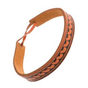 Oranžovohnědý kožený náramek, úzký pásek s půlobloukovým vzorem SP50.15