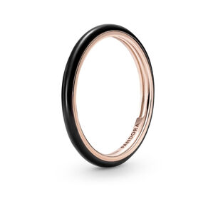 Pandora Minimalistický bronzový prsten s černým smaltem Rose 189655C01 56 mm
