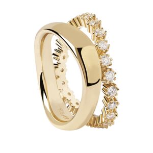 PDPAOLA Okouzlující pozlacený prsten s čirými zirkony MOTION Gold AN01-463 56 mm