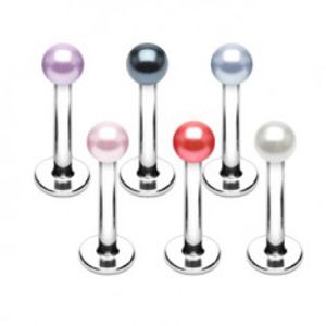 Piercing do brady z oceli - perleťové kuličky různých barev AA24.05/AA24.17