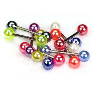 Piercing do jazyka, barevné perleťové kuličky PC06.11/15