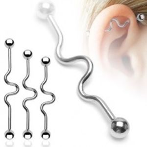 Piercing do ucha s vlnovkou a kuličkovým zakončením C3.2