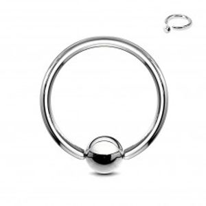 Ocelový piercing - kroužek a kulička stříbrné barvy, tloušťka 1,6 mm E7.19