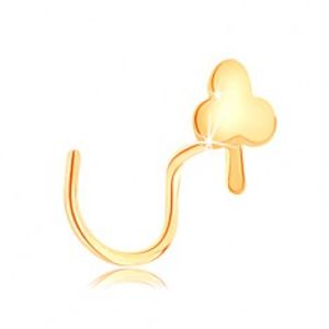 Piercing do nosu ve žlutém 14K zlatě - malý plochý stromek, zahnutý tvar GG141.02