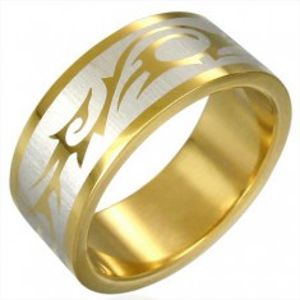 Prsten zlaté barvy - TRIBAL SYMBOL D4.18
