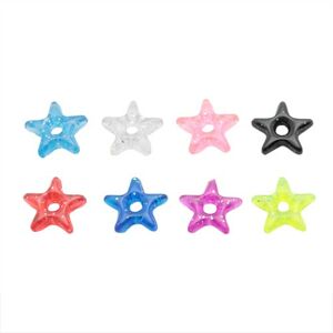 Přívěsek na piercing - barevná akrylová hvězdička s třpytkami - Barva: Růžová