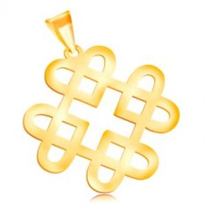 Přívěsek ve žlutém 14K zlatě - lesklý ornament ze čtyř kontur srdíček