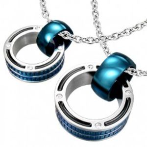 Přívěsky pro pár - mohutné prstence v modré barvě, zirkony R14.15