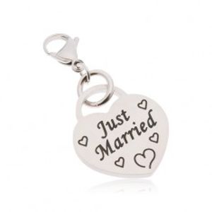 Přívěsek na klíčenku, chirurgická ocel, srdce s nápisem Just Married AA43.29