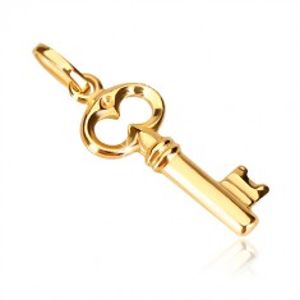 Přívěsek ze žlutého zlata 585 - lesklý klíč se starožitným vzhledem GG07.27