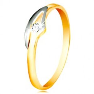 Prsten ve 14K zlatě se zirkonem čiré barvy, dvoubarevná ramena GG216.08/15