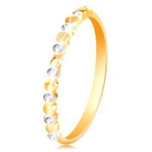 Prsten ve žlutém a bílém zlatě 585 - dvoubarevná kolečka a čiré zirkony GG214.24/30