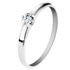 Prsten z bílého 14K zlata - lesklá hladká ramena, zářivý čirý diamant BT153.39/43/503.06/09