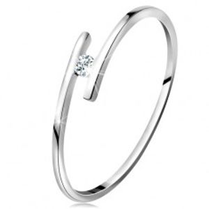 Prsten z bílého 14K zlata - tenká lesklá ramena, blýskavý čirý zirkon GG203.24/29