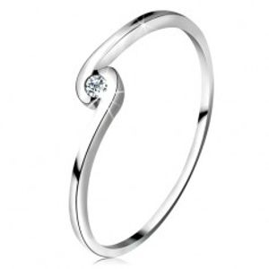 Prsten z bílého zlata 14K - kulatý čirý zirkon mezi zahnutými rameny GG203.30/36