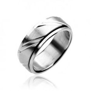 Prsten z chirurgické oceli - dvoudílný, stříbrný, s gravírovaním F3.1