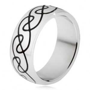 Prsten z chirurgické oceli - zaoblená obroučka, ornament zvlněných linií BB16.17