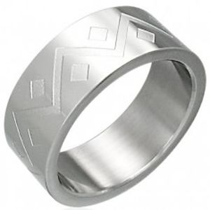 Prsten z chirurgické oceli - geometrický vzor D3.18