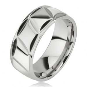 Prsten z chirurgické oceli, lesklý, kosodélníkový vzor BB11.12