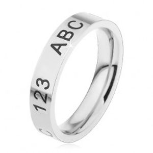 Prsten z chirurgické oceli ve stříbrném odstínu, gravírované číslice a písmena H3.6