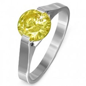 Prsten z oceli - kámen ve žluté barvě "Listopad", postranní úchyty E5.8